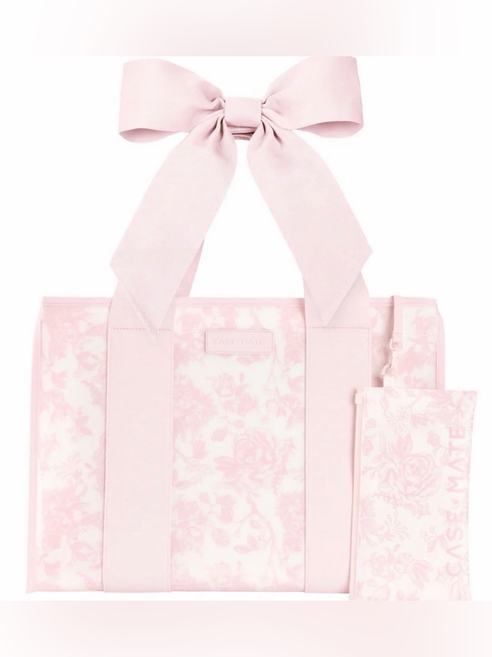 case-mate Blush Pink Floral Tote with Bow Handles